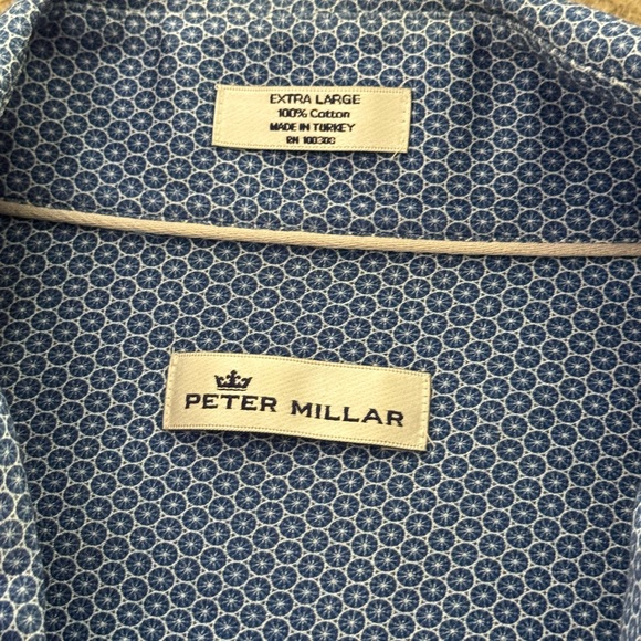 PETER MILLAR CROWN COTTON SPORT BUTTON DOWN BLUE MENS SHIRT SIZE XL - Picture 2 of 8